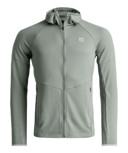 Fleece Light Grid Hoody Green Sage