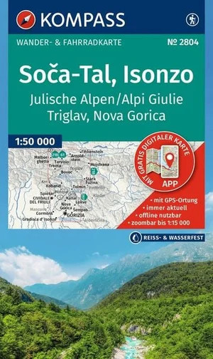 Wanderkarte 2804 Soca-Tal, Isonzo, Alpi Giulie / Julische Alpen, Triglav, Nova Gorica