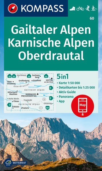 Wanderkarte Gailtaler Alpen, Karnische Alpen, Oberdrautal