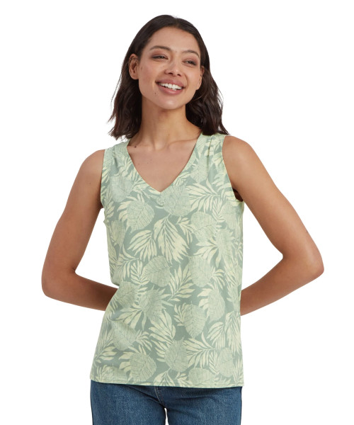 Neha V Neck Tank Women Celery Bhodi Leaf