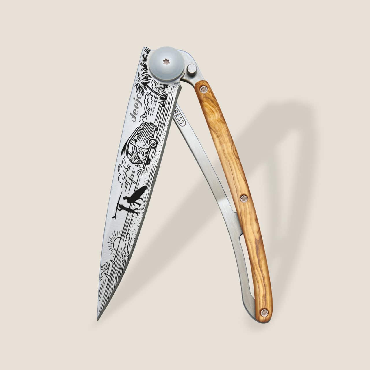 deejo 37g Messer - Olivenholz Van Life