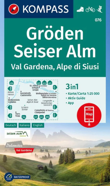 Wanderkarte Gröden, Seiser Alm, Val Gardena, Alpe di Siusi
