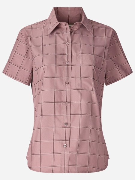 Arex UPF 40 Novelty Short Sleeve Shirt W Light Mauve Off The Grid Plaid