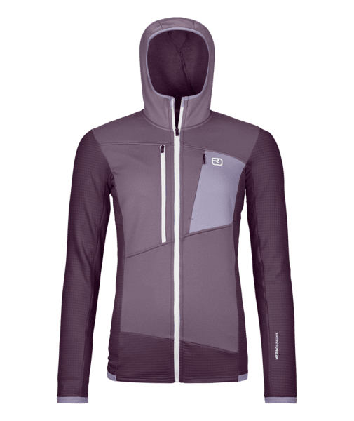 Fleece Grid Hoody W Dark Wild Berry