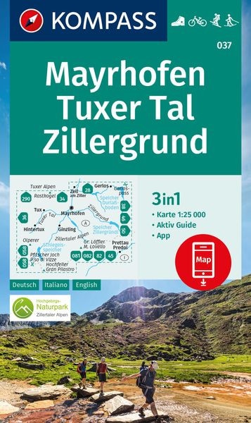 Wanderkarte Mayrhofen, Tuxer Tal, Zillergrund