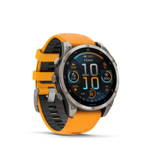 Fenix 8 47mm AMOLED Sapphire Graphit/Titanium - Armband Orange