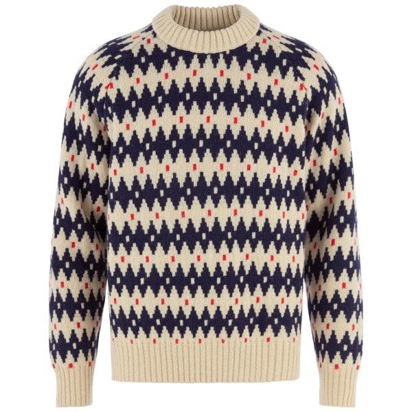 Övik Jaquard Knit-Light Beige/ Dark Navy