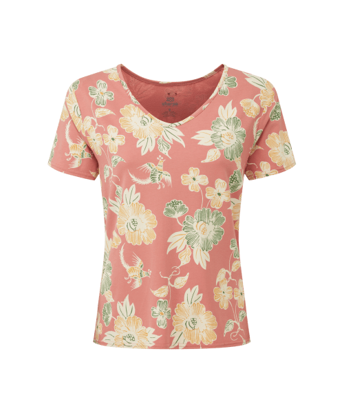 Neha V Neck Tee W Floral Brick Dust
