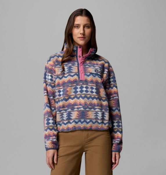 Helvetia II Printed Cropped Half Snap W White