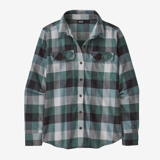 Women LS Midweight Fjord Flannel Shirt Nouveau Green