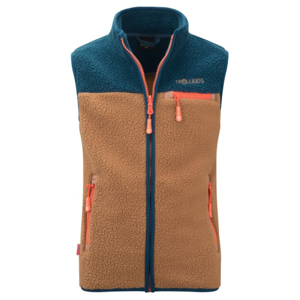 Kids Hemsedal Vest Almond/Blue/Orange