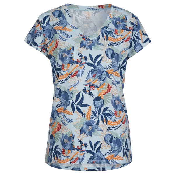 Neha V Neck Tee W Seaport Blue Peacock