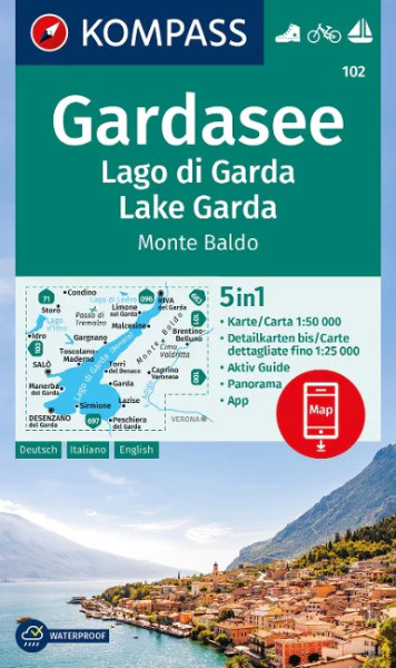 Wanderkarte 102 - Gardasee, Lago di Garda, Lake Garda, Monte Baldo