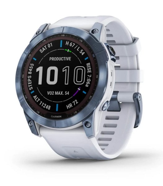 GPS Fenix 7X Sapphire Solar Weiß/Blau Ti