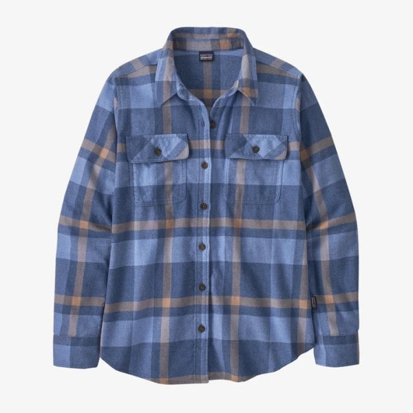 Woman's Long-sleeved Organic Cotton Midweight Fjord Flannel Shirt - blue
