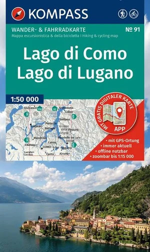 Wanderkarte Lago di Como, Lago di Lugano