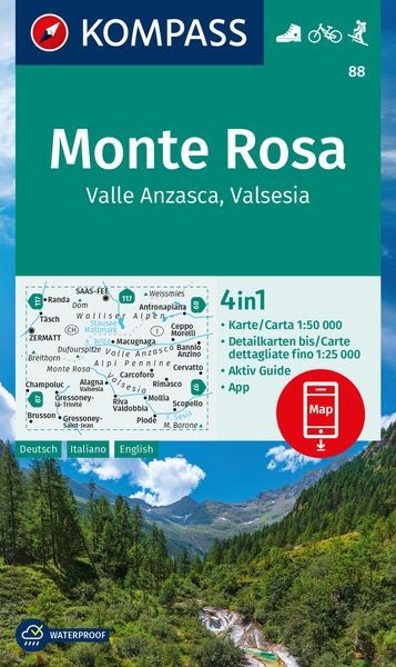 Wanderkarte 88 Monte Rosa